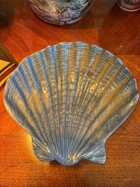 Mariposa Cast Aluminum Shell Serving Bowl w/ Blue & Beige Enamel Interior